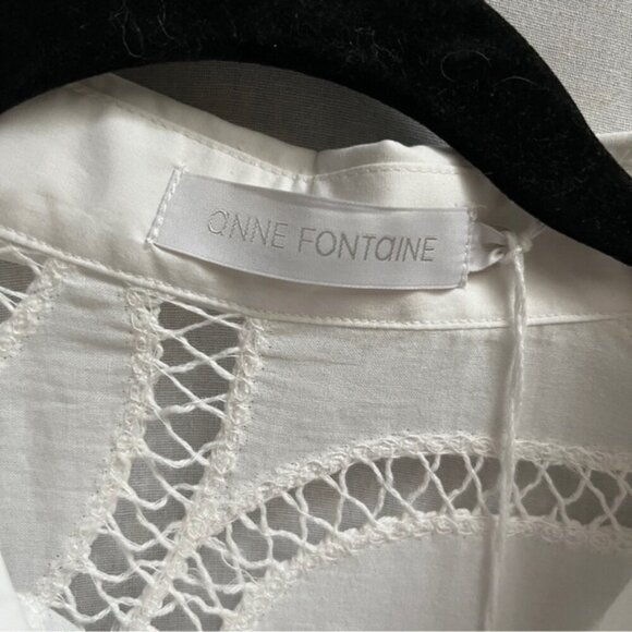 NWT Anne Fontaine Couleur eyelet white long line button down blouse - Picture 8 of 11